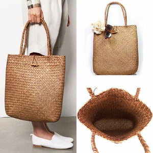 Women's Handmade Knitted Straw Beach Bag